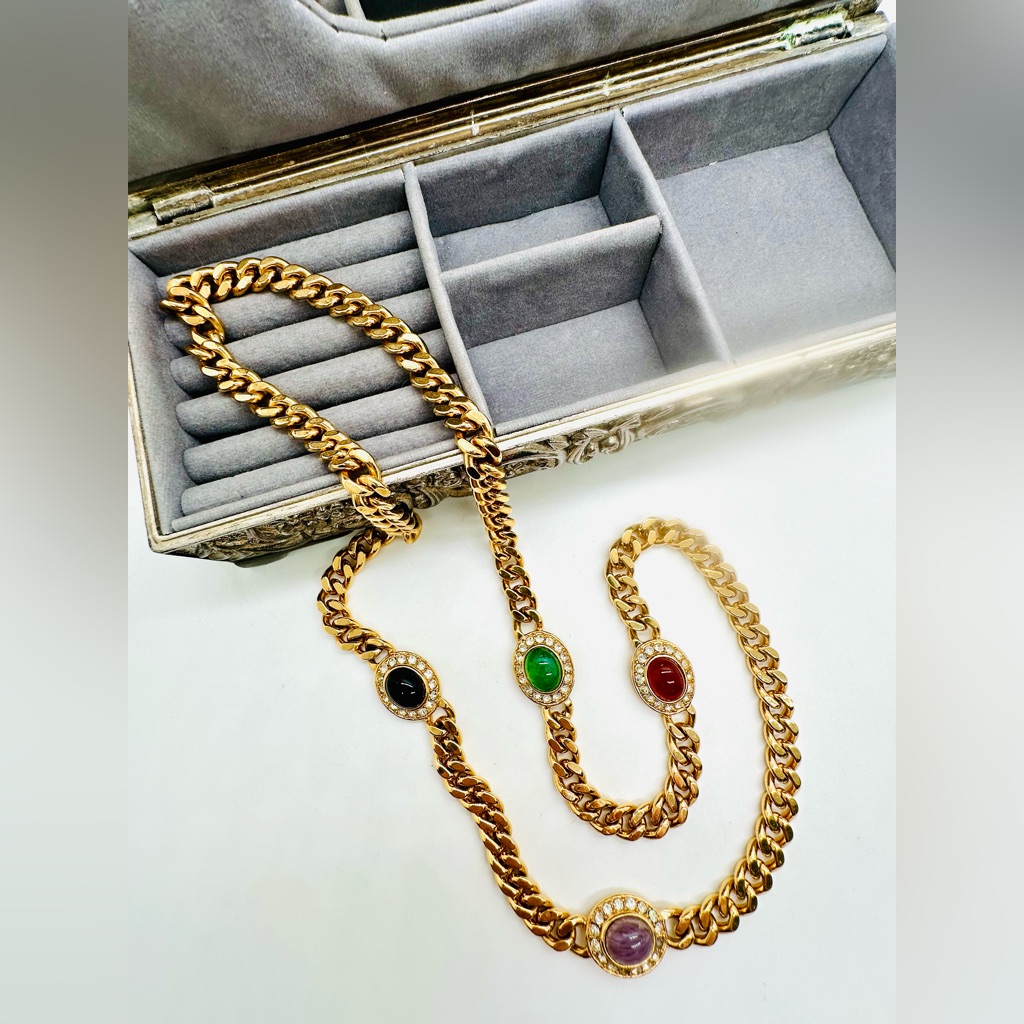 Vintage Ciner Gripoix Glass & Rhinestone Mogul Necklace